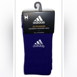 Adidas Alphaskin Maximum Cushion Crew Socks 1 Pair Men 6.5-9 Purple w White Logo